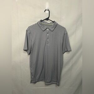 J.Crew Performance Polo Shirt Men's Large Navy White Striped Short Sleeve Stretc